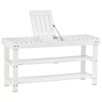 Buy Homcom Shoe Bench, 3-Tier Wooden Shoe Rack with Hidden Storage Compartment, Slatted Shelves, Home Storage Unit, Hallway Furniture, White from Furnituretta