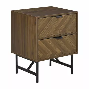 Buy Homcom Side Cabinet Home Organizer with 2 Storage Drawer Unit, Hidden Handle for Bedroom, Living Room, Herringbone Pattern, Walnut Brown from Furnituretta