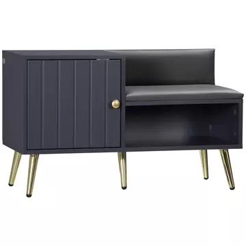 Buy Homcom Shoe Bench with Storage, Shoe Cabinet with Seating Cushion, Open Compartment and Table Top for Entryway, Hallway, Grey from Furnituretta