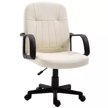 Buy Homcom Swivel Executive Office Chair Home Office Mid Back PU Leather Computer Desk Chair for Adults with Arm, Wheels, Cream from Furnituretta