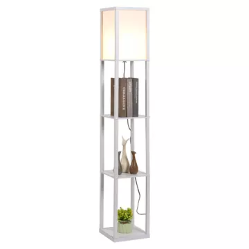 Buy Homcom Standing Lamp, Floor Light with 4-Tier Storage Shelf, Reading Standing Lamp White from Furnituretta