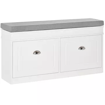 Buy Homcom Shoe Storage Bench with Seat Cushion Hallway Cabinet Organizer with 2 Drawers Adjustable Shelf for Entryway Living Room Bedroom White from Furnituretta