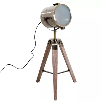Buy Homcom Vintage Tripod Table Desk Lamp Bedside Light Spotlight Brass Antique Searchlight Wooden Base from Furnituretta