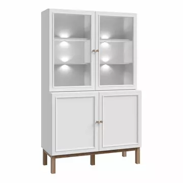Buy Wensley Display Cabinet with 2 Doors and 2 Glass Doors in Light Grey and Oak inc LED Lighting from Furnituretta
