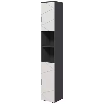 Buy kleankin 183cm Tall Bathroom Cabinet, Narrow Bathroom Storage Cabinet  Open Shelves, 2 Doors Cabinets, Adjustable Shelves, Grey from Furnituretta