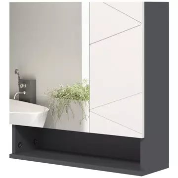 Buy kleankin Bathroom Mirror Cabinet, Wall Mounted Bathroom Storage Cupboard with Adjustable Shelves, 55W x 17D x 55Hcm, Light Grey from Furnituretta
