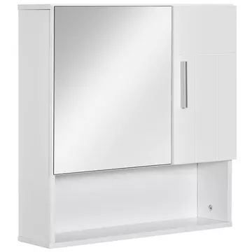 Buy kleankin Bathroom Mirror Cabinet, Wall Mounted Storage Cupboard Organizer with Double Doors and Adjustable Shelf, White from Furnituretta