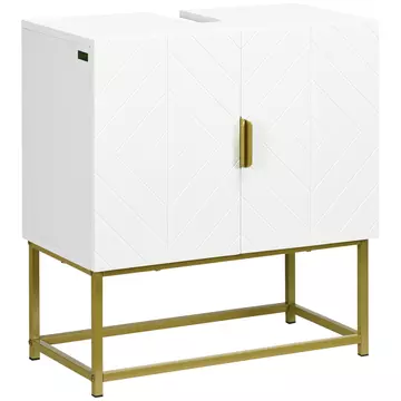 Buy kleankin Bathroom Mirror Cabinet Under Sink Storage Cabinet Basin Cupboard with 2 Doors and Gold Steel Legs from Furnituretta