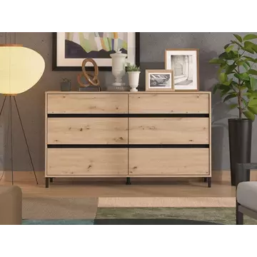 Buy Antrim Oak Effect Wide Chest of Drawers, Colour: Oak from Furnituretta