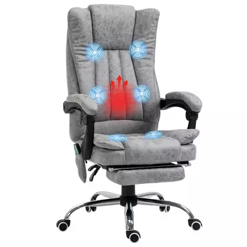 Buy Vinsetto 6-point Vibrating Heat Massage Chair Micro Fibre Upholstery  Manual Footrest Padding High Back Remote Wheels Swivel Chair Reclining Grey from Furnituretta