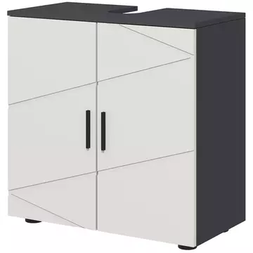 Buy kleankin Under Sink Cabinet, Bathroom Vanity Unit, Floor Basin Storage Cupboard with Double Doors and Shelf, 60 x 30 x 60 cm, Light Grey from Furnituretta