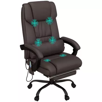 Buy Vinsetto 6-Point PU Leather Massage Office Chair, Reclining Chair Height Adjustable Computer Chair with Footrest, Swivel Wheels, Remote from Furnituretta