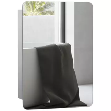 Buy kleankin On-Wall Mounted Bathroom Storage Cabinet Sliding Mirror Door 3 Shelves Stainless Steel Frame from Furnituretta