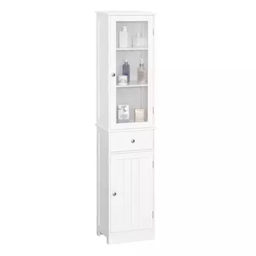 Buy kleankin Bathroom Storage Cabinet with 3-tier Shelf Drawer Door, Floor Cabinet Free Standing Tall Slim Side Organizer Shelves, White from Furnituretta