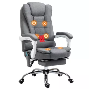 Buy Vinsetto Heated 6 Points Vibration Massage Executive Office Chair, Adjustable Swivel Ergonomic High Back Desk Chair Recliner  Footrest, Grey from Furnituretta