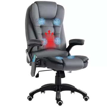 Buy Vinsetto Massage Recliner Chair Heated Office Chair with Six Massage Points Velvet-Feel Fabric 360?’?° Swivel Wheels Grey from Furnituretta