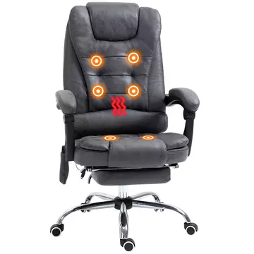 Buy Vinsetto Heated 6 Points Vibration Massage Executive Office Chair Adjustable Swivel Ergonomic High Back Desk Chair Recliner with Footrest Dark Grey from Furnituretta