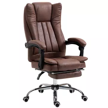 Buy Vinsetto Home Office Chair Microfibre Desk Chair with Reclining Function Armrests Swivel Wheels Footrest Brown from Furnituretta
