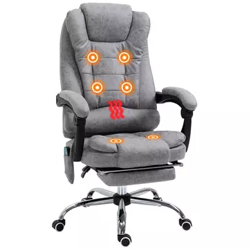 Buy Vinsetto Heated 6 Points Vibration Massage Executive Office Chair Adjustable Swivel Ergonomic High Back Desk Chair Recliner with Footrest Grey from Furnituretta