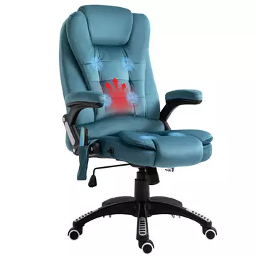 Buy Vinsetto Massage Recliner Chair Heated Office Chair with Six Massage Points Velvet-Feel Fabric 360?’?° Swivel Wheels Blue from Furnituretta