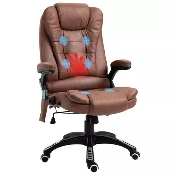 Buy Vinsetto Massage Recliner Chair Heated Office Chair with Six Massage Points Microfiber Cloth 360?’?° Swivel Wheels Brown from Furnituretta