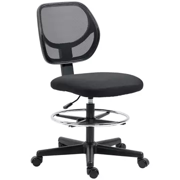 Buy Vinsetto Ergonomic Mesh Standing Desk Chair with Adjustable Footrest Ring and Seat Height Black from Furnituretta