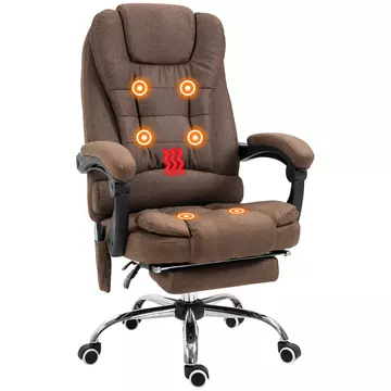 Buy Vinsetto Heated 6 Points Vibration Massage Executive Office Chair Adjustable Swivel Ergonomic High Back Desk Chair Recliner with Footrest Brown from Furnituretta