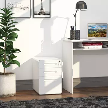 Buy Vinsetto Fully Assembled 3-Drawer Mobile File Cabinet Lockable All-Metal Rolling Vertical File Cabinet White from Furnituretta