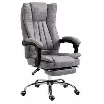 Buy Vinsetto Home Office Chair Microfibre Desk Chair with Reclining Function Armrests Swivel Wheels Footrest Grey from Furnituretta
