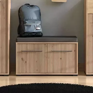 Buy Lewes Slatted Artisan Oak Effect Hallway Storage Bench from Furnituretta