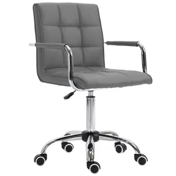 Buy Vinsetto Mid Back PU Leather Home Office Desk Chair Swivel Computer Chair with Arm, Wheels, Adjustable Height, Grey from Furnituretta