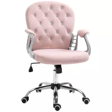 Buy Vinsetto Office Chair Ergonomic 360?’?° Swivel Diamond Tufted Home Work Velour Padded Base 5 Castor Wheels Pink from Furnituretta