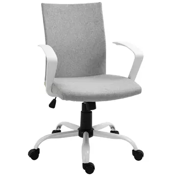 Buy Vinsetto Office Chair Linen Swivel Computer Desk Chair Home Study Task Chair with Wheels, Arm, Adjustable Height, Light Grey from Furnituretta