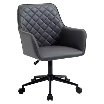 Buy Vinsetto Swivel Office Chair Leather-Feel Fabric Home Study Leisure with Wheels, Grey from Furnituretta