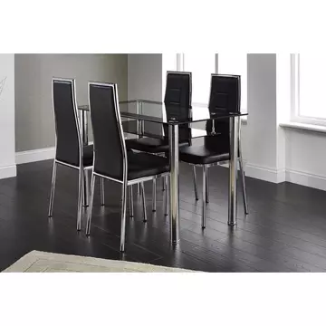 Buy Andora Dining Set with 4 Chairs Chrome & Black from Furnituretta