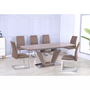 Buy Azore Extending Dining Table High Gloss Cappuccino from Furnituretta