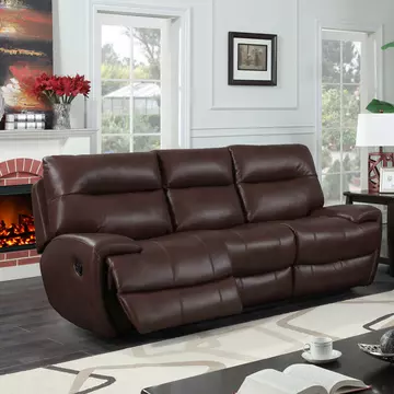 Buy Bailey Recliner Leather Gel & PU 3 Seater Brown, Colour: Brown from Furnituretta