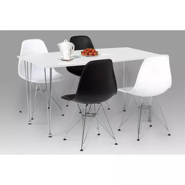 Buy Bianca Dining Table White High Gloss with Steel Chrome Legs from Furnituretta