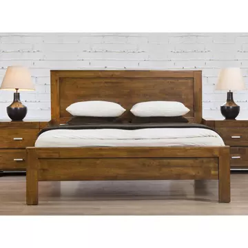 Buy California Double Bed Solid Rubberwood Rustic Oak, Colour: Oak, Size: Double from Furnituretta