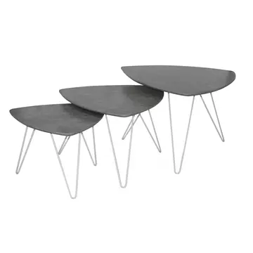Buy Cannon Nest of Tables Stone with White Metal Legs from Furnituretta