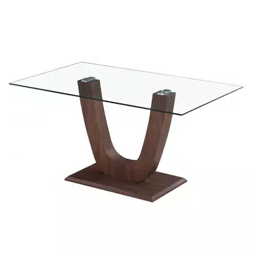 Buy Capri Dining Table Clear Glass Walnut from Furnituretta