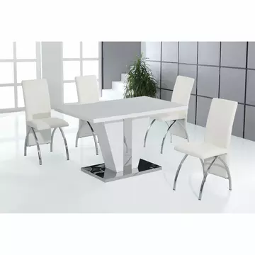Buy Costilla Dining Table White with Stainless Steel from Furnituretta