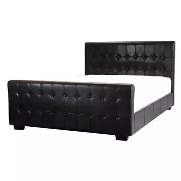Buy Dakar Button PU Double Bed Black, Colour: Black, Size: Double from Furnituretta