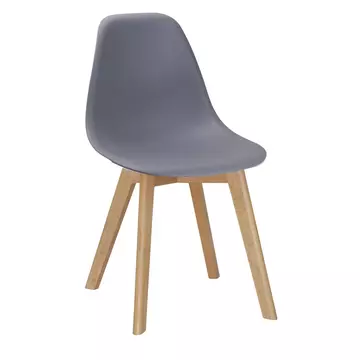 Buy Belgium Plastic (PP) Chairs with Solid Beech Legs Grey, Colour: Grey from Furnituretta