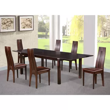 Buy Croft Dining Set with 6 Solid Beech Chairs Dark Walnut from Furnituretta
