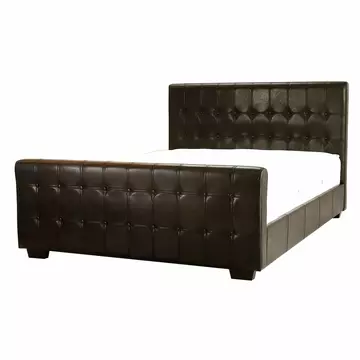 Buy Dakar Button PU King Size Bed Brown, Colour: Brown, Size: King Size from Furnituretta