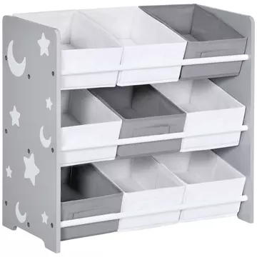 Buy Zonekiz Kids Storage Unit with 9 Removable Storage Baskets, Toy Box Organiser with Shelf, Book Shelf for Nursery Playroom, Grey from Furnituretta
