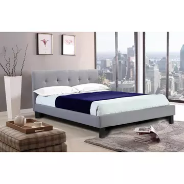 Buy Hollywell Linen Fabric Double Bed, Colour: Grey, Size: Double from Furnituretta