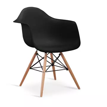 Buy Ludstone Plastic (PP) Chairs with Solid Beech Legs Black, Colour: Black from Furnituretta