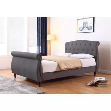 Buy Marianna Linen King Size Bed Dark Grey, Size: King Size from Furnituretta